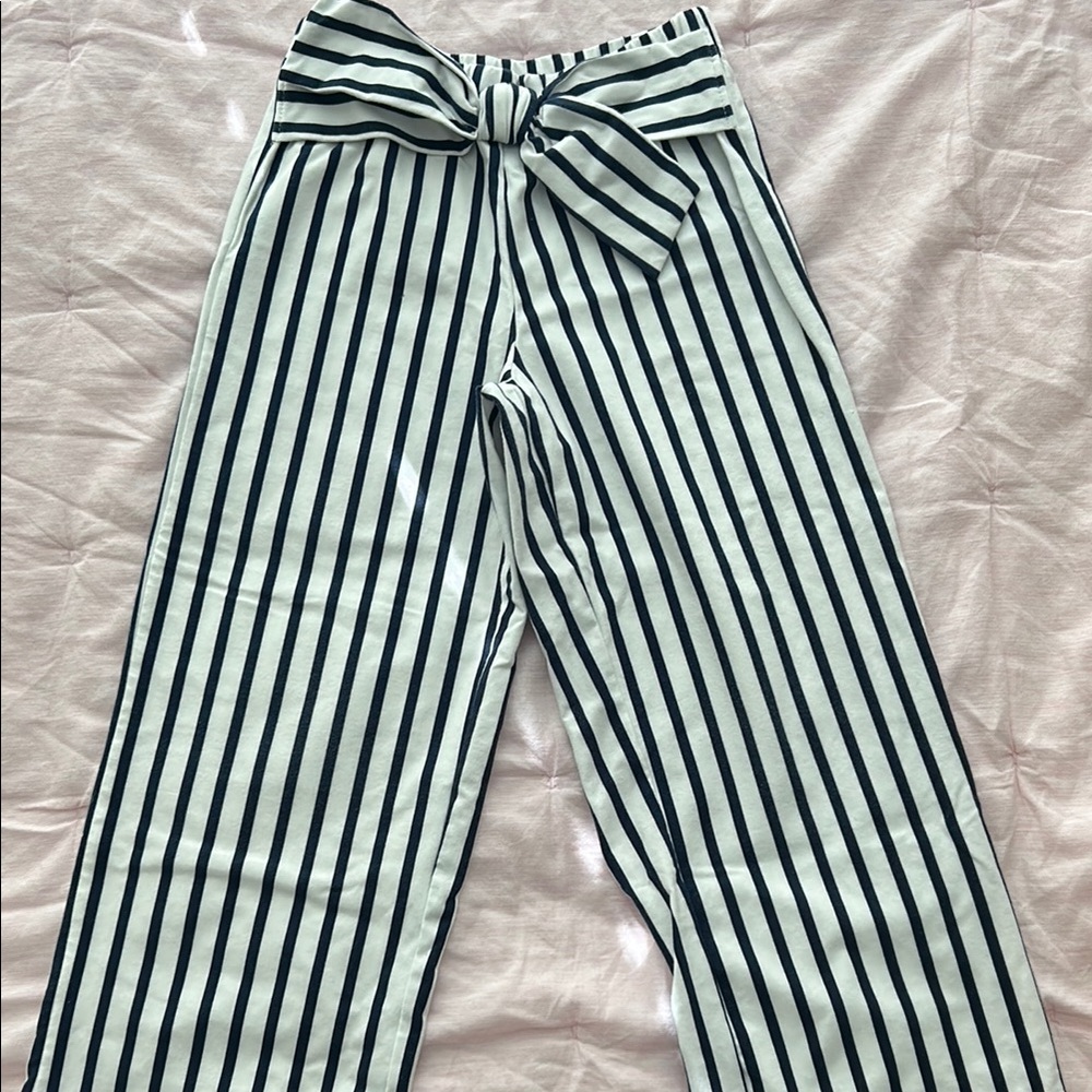 Janie and Jack Casual White and Black Wide-Leg Pants